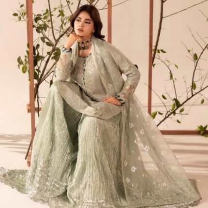 pakistani Zahra Rubab – 3 Piece Luxury Festive Zardozi Silk Suit ,bag with  Palazzo & Embroidered Dupatta (2026 Collection) (Copy)