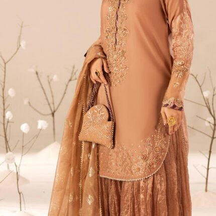 pakistani Zahra Rubab – 3 Piece Luxury Festive Zardozi Silk Suit ,bag with  Palazzo & Embroidered Dupatta (2026 Collection)