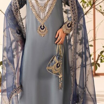 pakistani Zahra Rubab – 3 Piece Luxury Festive Zardozi Silk Suit ,bag with  Palazzo & Embroidered Dupatta (2026 Collection)
