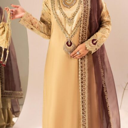 pakistani Zahra Rubab – 3 Piece Luxury Festive Zardozi Silk Suit ,bag with  Palazzo & Embroidered Dupatta (2026 Collection)